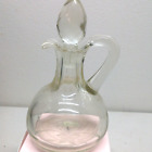 Vintage Clear Glass Cruet w/ Topper vinegar oil bottle Etched Glass