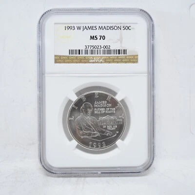 1993-W James Madison Commemorative Half Dollar NGC MS70 (slx4408) - Image 1 of 2