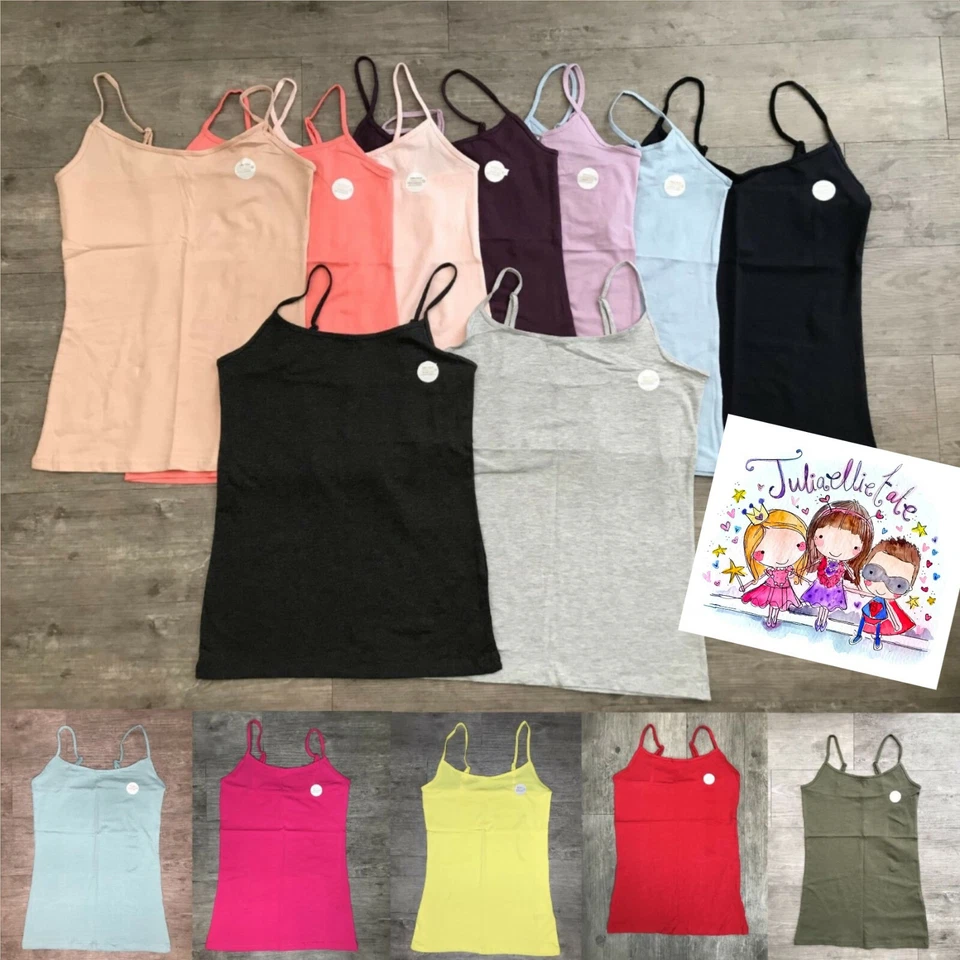 Primark Ladies Stretch Plain Cami Vest Strap Strappy Top Womens Girls - Image 1 of 3