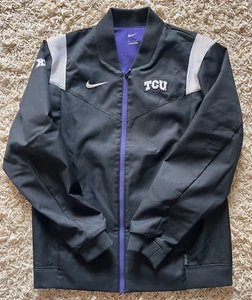 NIKE TCU Horned Frogs Baseball TEAM ISSUED Full Zip Mens Black Dugout Jacket - L - Picture 1 of 5