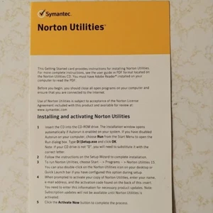 Symantec Norton Utilities 15.0 3PCs Windows XP/Vista/7/Key Only 15 - Picture 1 of 2