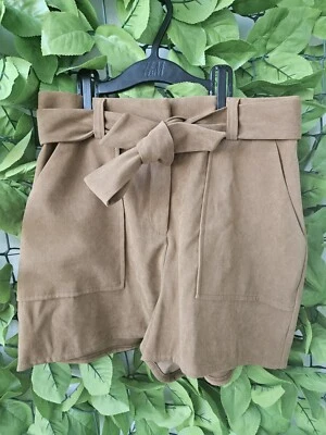 Miss Selfridge Brown Swede Shorts, Size 10 - Image 1 of 4