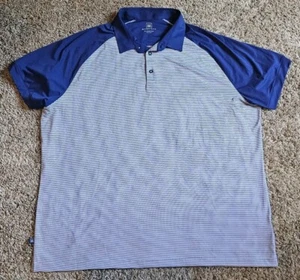 Mizzen + Main Men's 2XL Polo Shirt Blue White Striped Short-Sleeve Stretch Golf - Picture 1 of 8