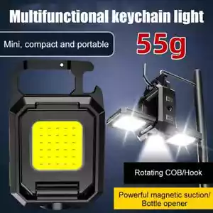 Mini Pocket COB LED Work Light Keychain Flashlight Torch Lamp USB Rechargeable - Picture 1 of 29