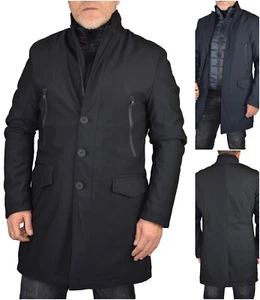 Giubbotto Uomo Invernale Giaccone Elegante Cappotto Soprabito Impermeabile Blu - Picture 1 of 42