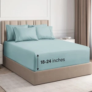 6 Piece Sheet Set, Hotel Luxury Soft Microfiber Bed Sheets by CGK Linens - Picture 1 of 44