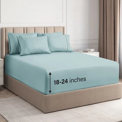 6 Piece Sheet Set, Hotel Luxury Soft Microfiber Bed Sheets by CGK Linens - Image 1 of 2