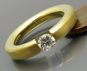 DISEÑO MADURO - ELEGANTE ANILLO DE TENSIÓN BRILLANTE - ORO 585 - DE ORFEBRERÍA PROPIA - Imagen 1 de 6