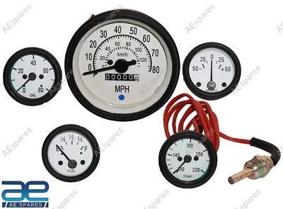 For Willys Jeeps MB GPW CJ Gauge Kit Speedometer MPH KPH Temp Oil Fuel Amp - Image 1 of 4
