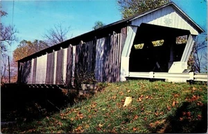 Postcard Franklin Co.Canal Winchester Ohio Burgotresser Covered Bridge Vintage - Bild 1 von 2