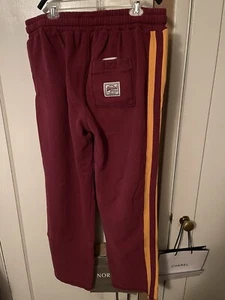 Super Dry Men’s 34/XXL Sweat Pants~Burgundy/Gold Stripes $80.+ - Picture 1 of 9