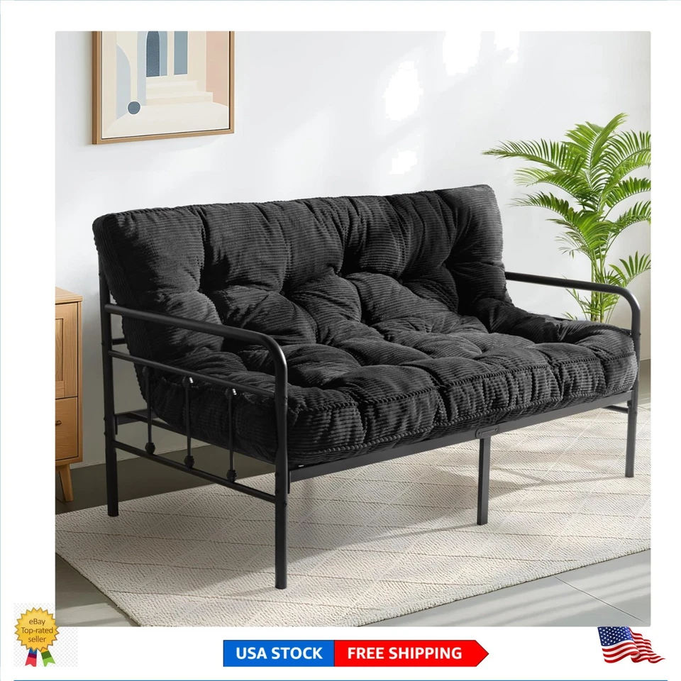 Luxurious 6" Tufted Full Size Futon Mattress with Elegant Twisted Rope Edging - Image 1 of 4