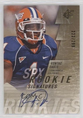 2009 SPx SPx Rookie Signatures /299 Vontae Davis #130 Rookie Auto RC - Image 1 of 2