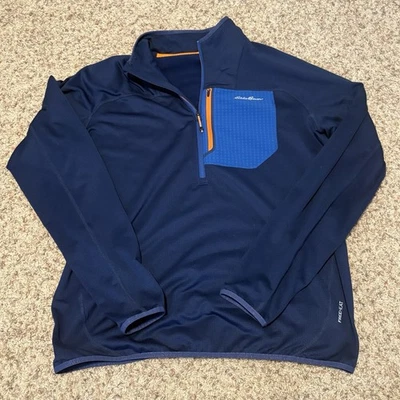 Eddie Bauer Jacket Mens Tall XL First Ascent Blue Free Heat Waffle Knit 1/2 Zip - Image 1 of 4