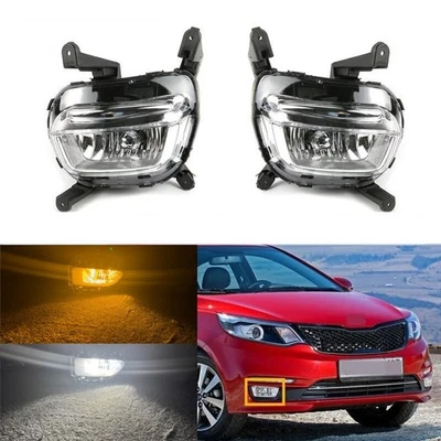 Par de faros antiniebla delanteros LED ámbar con luz de circulación blanca para KIA Rio K2 2014-2017 Foto 1 de 4