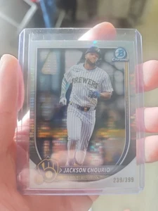 2025 Bowman Chrome Jackson Chourio /399 Milwaukee Brewers #40 Refractor - Picture 1 of 2