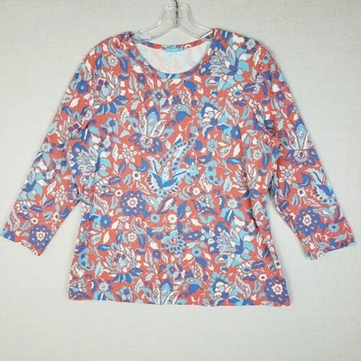 Blusa de tela Catalina con estampado floral de cachemira J McLaughlin manga 3/4 talla XL Foto 1 de 4