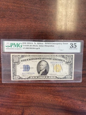 1934 A $10 Dollar North Africa Silver Certificate Note FR#2309 PMG 35 - Image 1 of 2