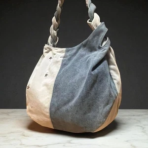 Diesel Women Popular Denim Shoulder Bag Bicolor Star Studs Braided Luxury Italy - Picture 1 of 13