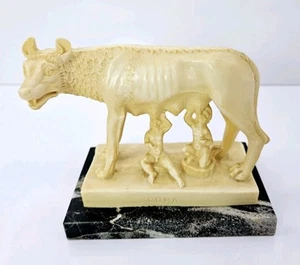 Roman Capitoline Wolf w/ Romulus and Remus Sculpture Figurine A. Santini Italy - Picture 1 of 12