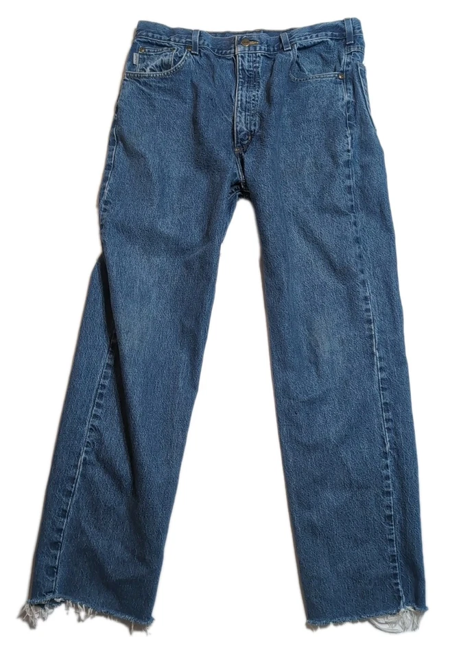 Pantalones de mezclilla Carhartt B17 DST calce relajado para hombre 34x30 azul desgastado ropa de trabajo Foto 1 de 4