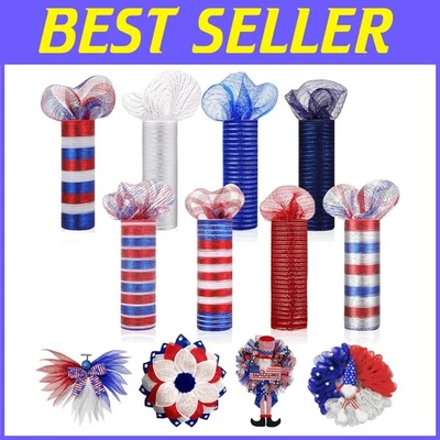 Patriotic Mesh Ribbon for Wreaths - Holiday Craft Supplies - Image 1 of 4