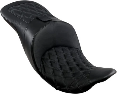 Asiento Danny Gray TourIST 2 asientos puntada diamante negro para Harley FL 2008-2023 Foto 1 de 2