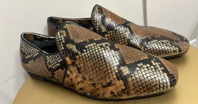 Mocasines para mujer AQUATALIA Revy cuero napa suave estampado piel de serpiente marrón talla 12 Foto 1 de 4