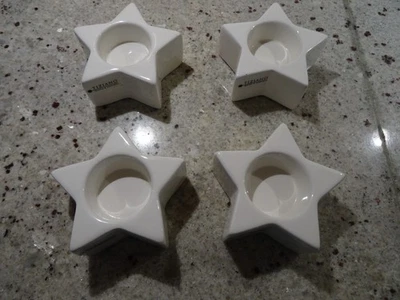 4 x Tiziano Design Keramik Teelichthalter "Salo" Stern creme  10 x 4 cm - Advent - Bild 1 von 3