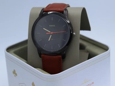 FOR PARTS ONLY FOSSIL THE MINIMALIST SLIM BLACK BROWN LEATHER MEN'S FS5305 WATCH - Image 1 of 4