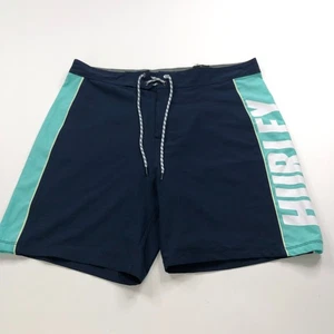 Hurley Spell Out 32 (Fit 34W) Surf Swim Board Trunk Stretch 6.5" Shorts Blue - Picture 1 of 9