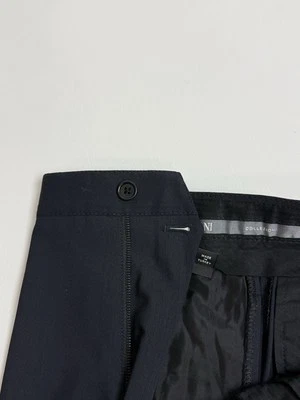 Armani Collezioni Solid  Navy Flat Front Dress Pants Size 33 Wide Bottom #291 - Image 1 of 4