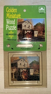 Golden Miniature Wood Puzzle - "WATERWHEEL" - Vintage Sweden 1984 - 99 Pieces - Image 1 of 2