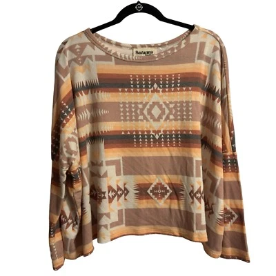 Savanna Jane Top Women Size S Aztec Western Flowy Boho Embroidered Soft Oversize - Image 1 of 4