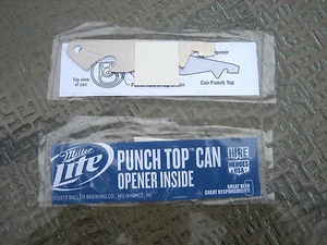 (MENGE 6) MILLER LITE Bierflasche DECKEL DOSE PUNCH ÖFFNER Pop Anleitungskarte - Bild 1 von 4