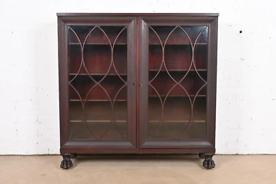George C. Flint Co. Antique American Empire Carved Mahogany Double Bookcase - Image 1 of 4