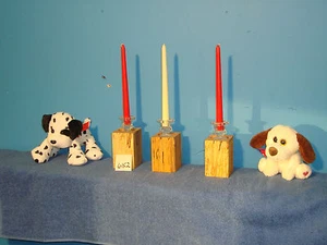 #6152 3, Kerzenständer Ahorn gespalten rustikal Made USA - Bild 1 von 3