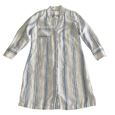Soft Surroundings Womens Nautical Preppy Striped Linen Shirt Dress Size S Petite - Image 1 of 4