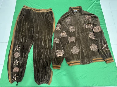VINTAGE UNIQUE SPORTS NBA Team Velour Jacket + Pants SET Size 3XLT & 2XLT   READ - Image 1 of 4