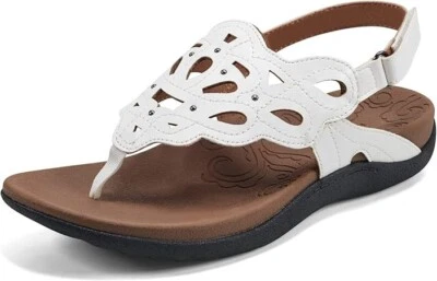 Sandalia Rockport Ridge de tacón con honda para mujer, blanca, talla 9,5 AMPLIA Foto 1 de 4