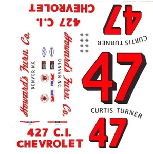 #47 Curtis Turner Howard's Furniture 66 Chevy Decals im Maßstab 1:24 - 1:25 - Bild 1 von 3