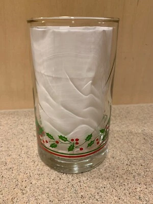 VINTAGE ARBY'S HOLLY BERRY WATER DRINKING GLASS 1982 RED/GREEN/GOLD, PRE-OWNED - Image 1 of 4