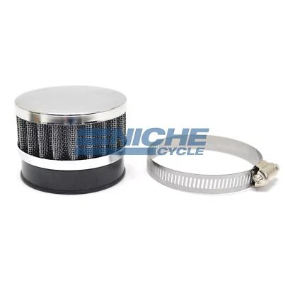 EMGO 3" Round Chrome Top Pod Flange Mount 60mm Air Filter - Image 1 of 2