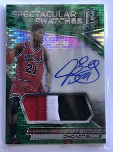 2016-17 Spectra Green Prizm Jimmy Butler Blue On Card AUTO Patch #d 3/5 SSP - Picture 1 of 4