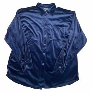 Godbody Men Velour Velvet Button Up Lapel Shirt Size XL Long Sleeve