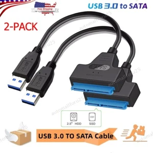 2PCS SATA to USB 3.0 Cable USB to SATA III Hard Drive Adapter 2.5'' SSD HDD NEW - Picture 1 of 8