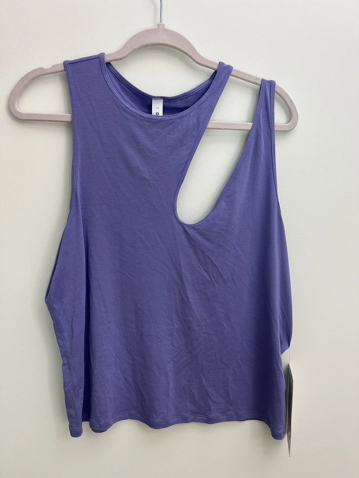 Lululemon Shoulder Cut-Out Yoga Tank Top LW1EHSS DKLA Lavender Women’s Size 8