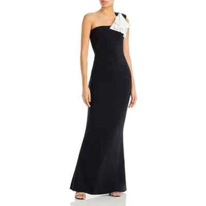 Chiara Boni Damen Schleife langes Party Abendkleid Kleid GRÖSSE 10 NEU SCHWARZ NEU MIT ETIKETT $ 1090 - Bild 1 von 2