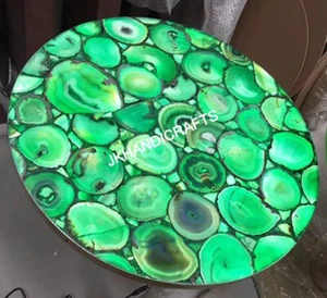 Gemstone Round LED Table Coffee console Table Top Home Decor Christmas Gift - Picture 1 of 5