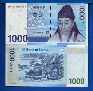 Korea South P-54a 1000 Won 2007 World Paper Money Currency Uncirculated Banknote - Picture 1 of 1